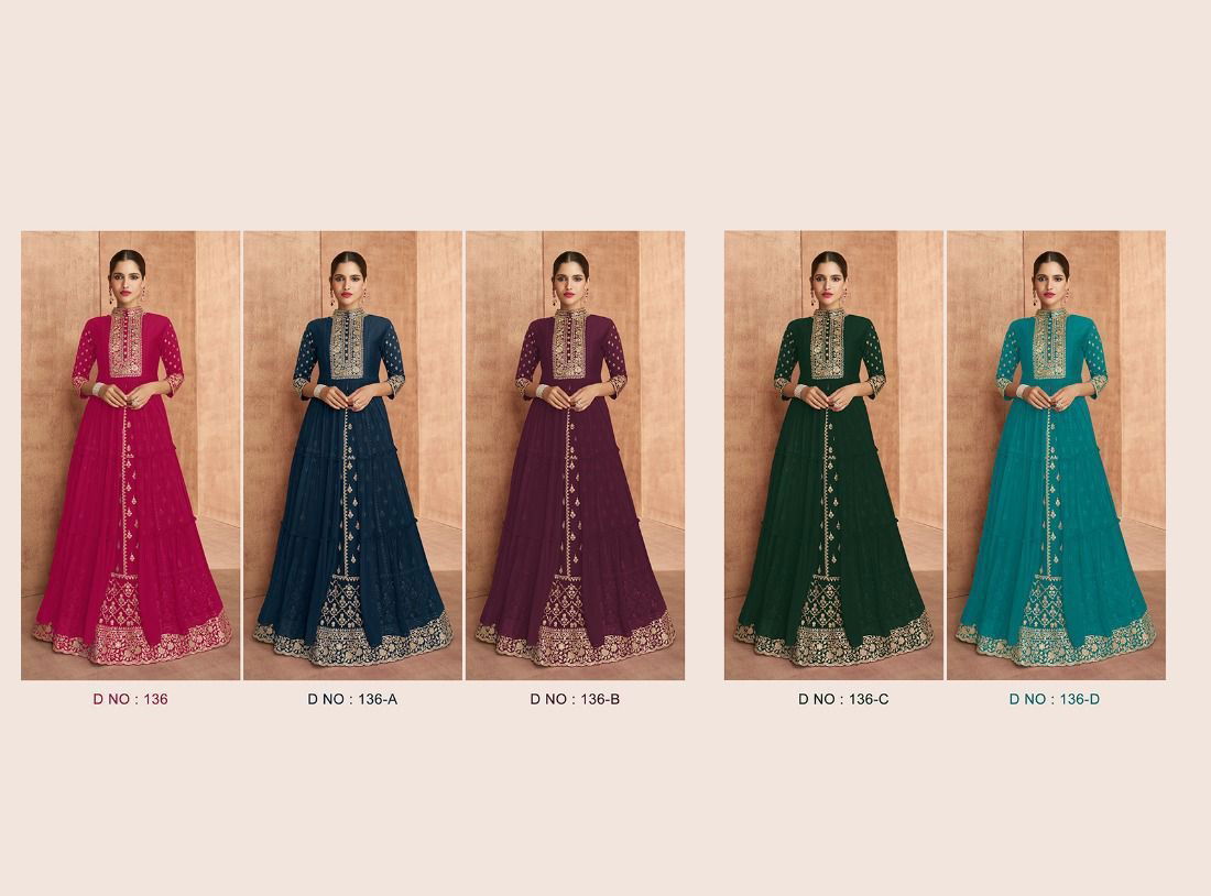 Shaina 136 Colours Heavy Wedding Wear Embroidery Designer Salwar Suits Collection